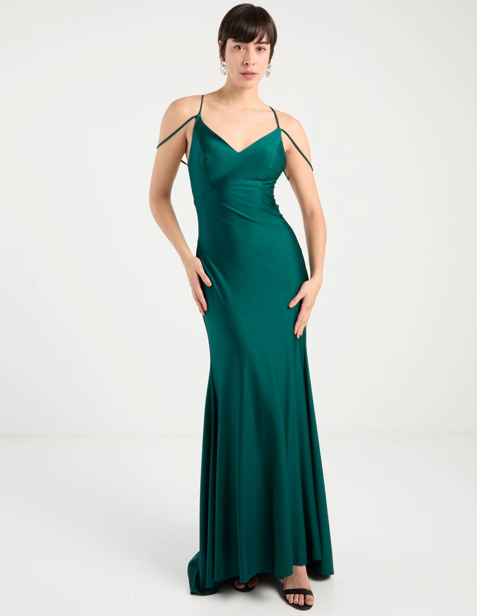 Vestido maxi de fiesta espalda cruzada Vestido maxi de fiesta espalda cruzada