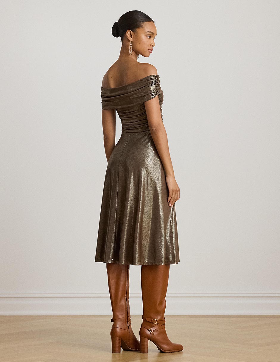 Vestido midi de fiesta escote bardot 2