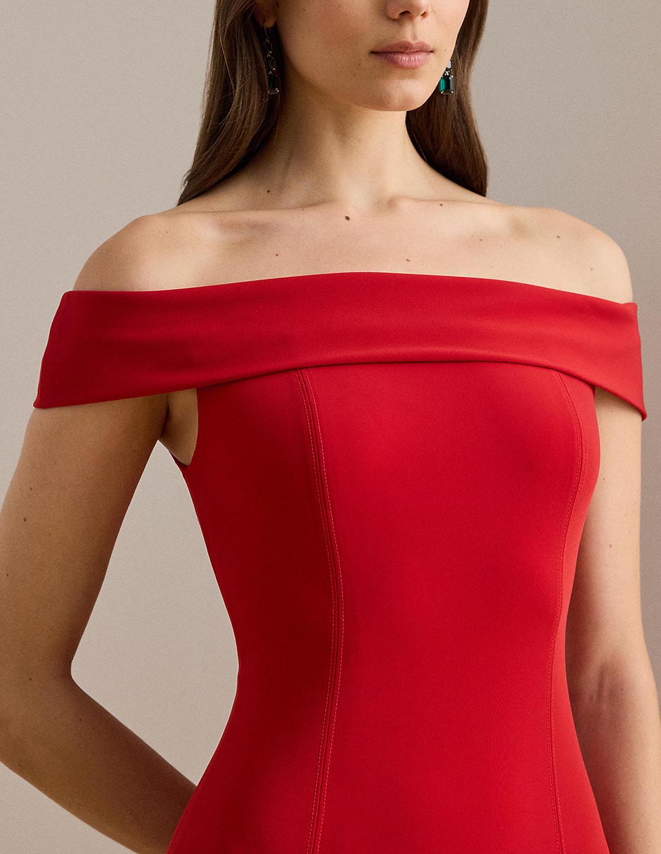 Vestido maxi de fiesta escote bardot 4