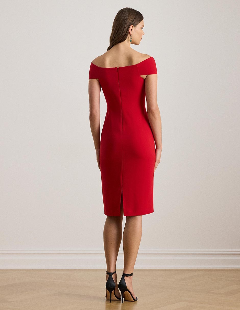 Vestido a la rodilla de fiesta escote bardot 2