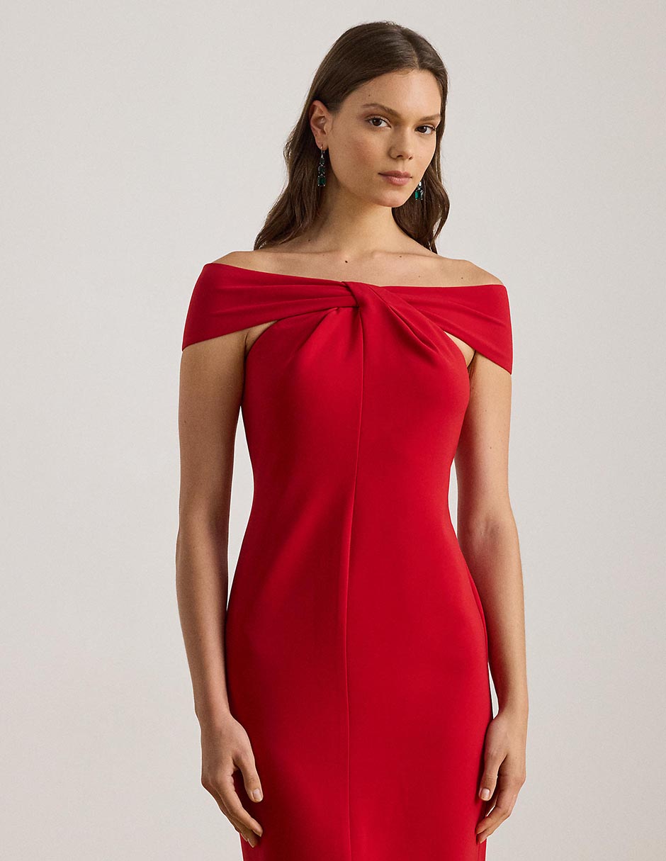 Vestido a la rodilla de fiesta escote bardot 3