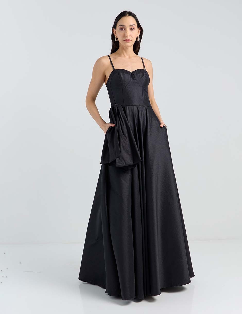 Vestido maxi de fiesta escote corazón