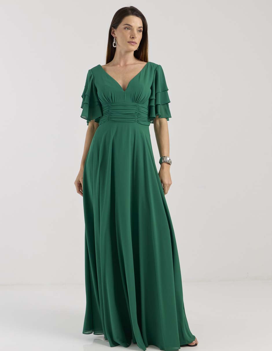 Vestido largo de fiesta escote V