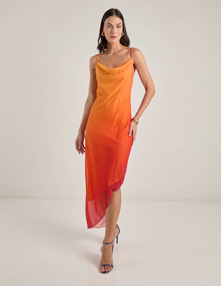 Vestido midi de fiesta escote medio