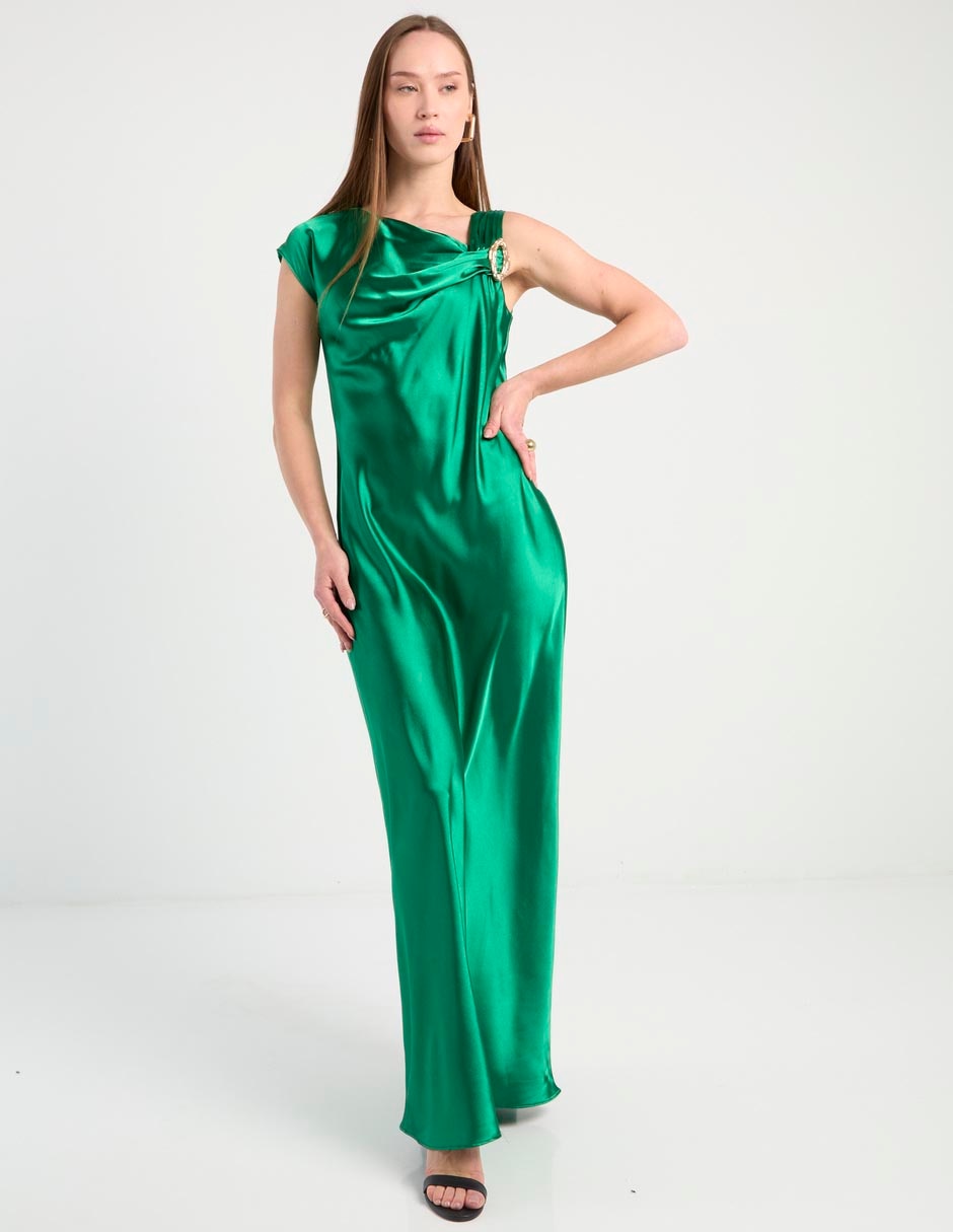 Vestido largo de fiesta escote regular