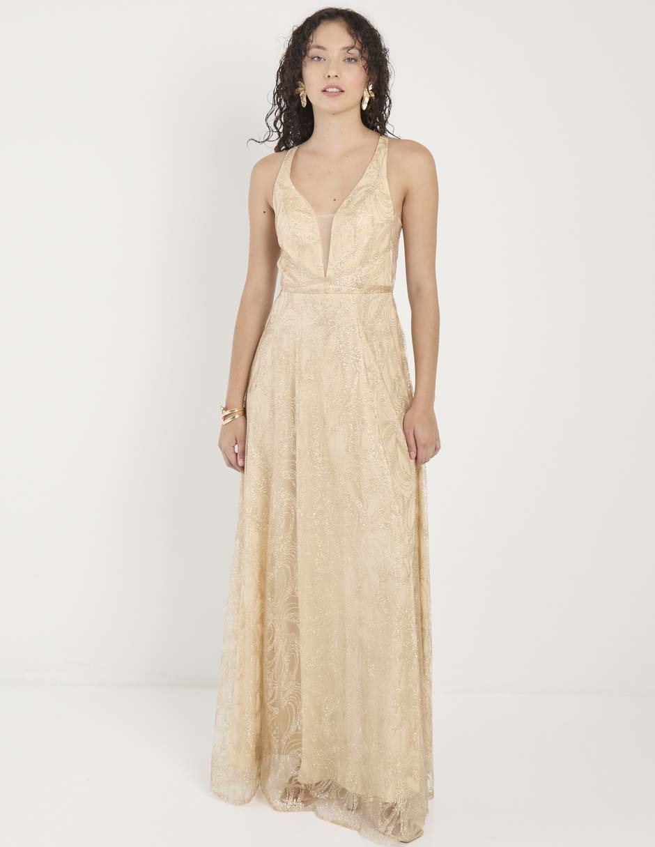 Vestido maxi de fiesta escote V 1