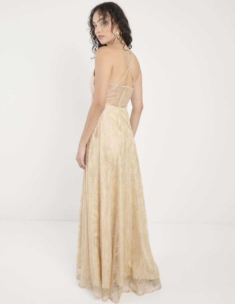 Vestido maxi de fiesta escote V 2