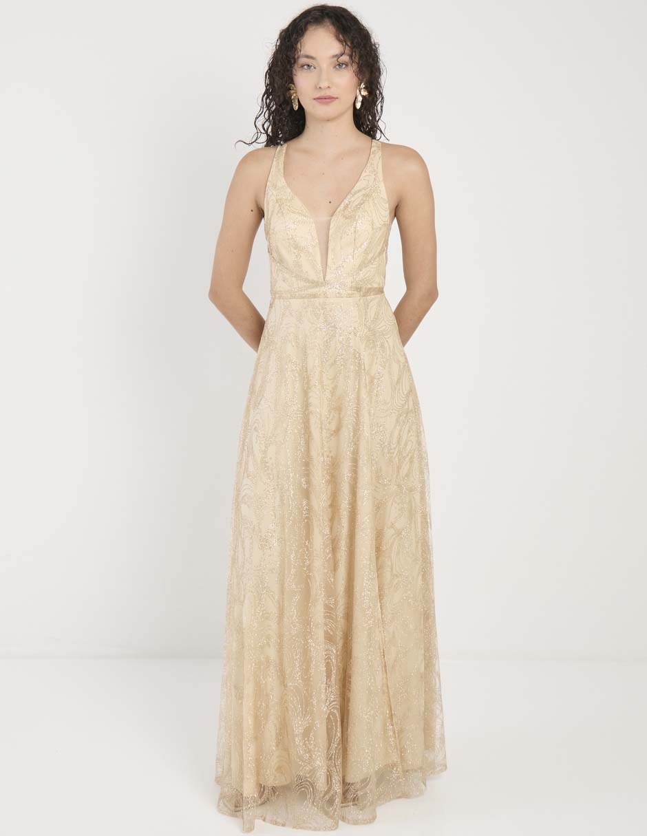 Vestido maxi de fiesta escote V 3