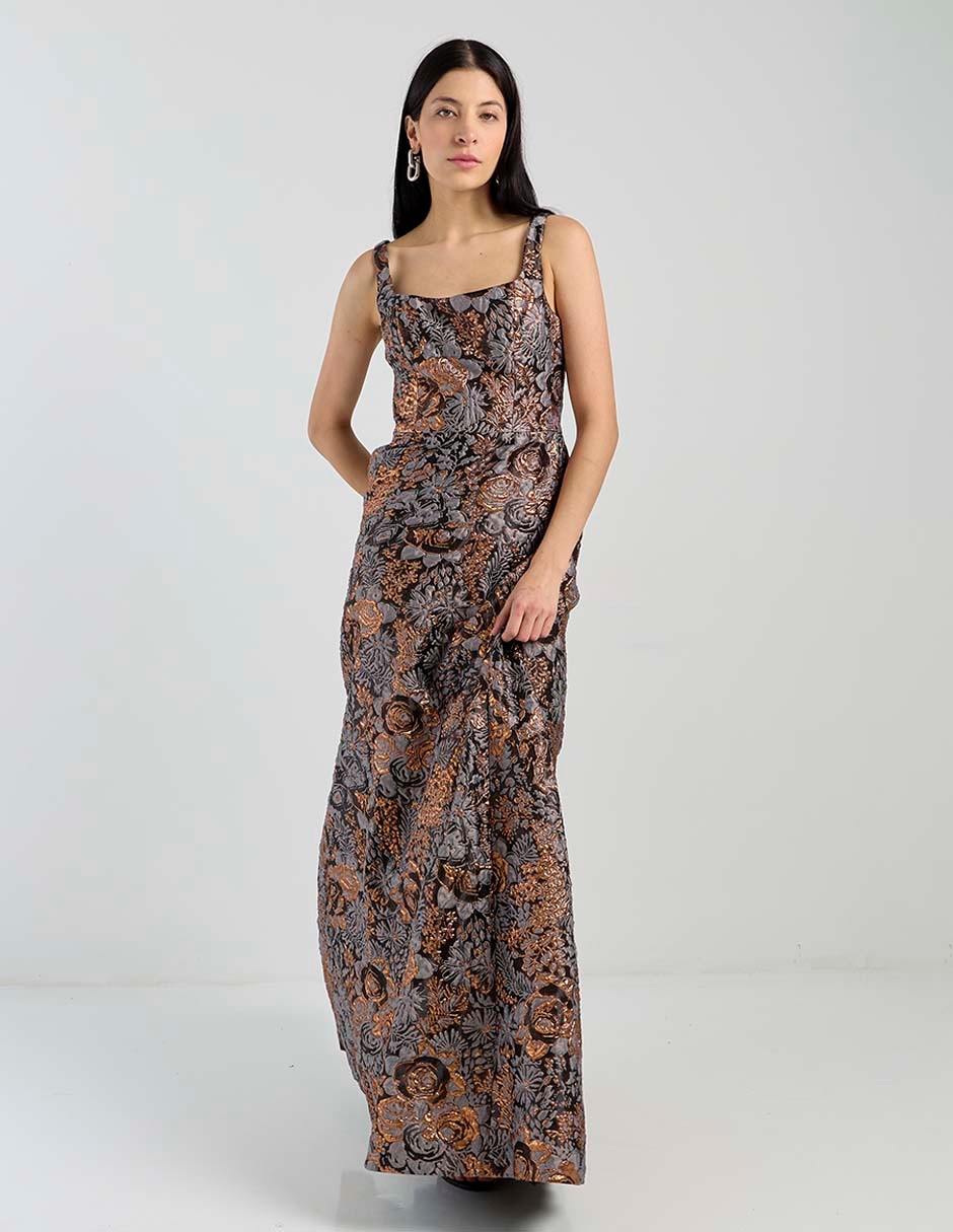 Vestido maxi de fiesta escote cuadrado 3