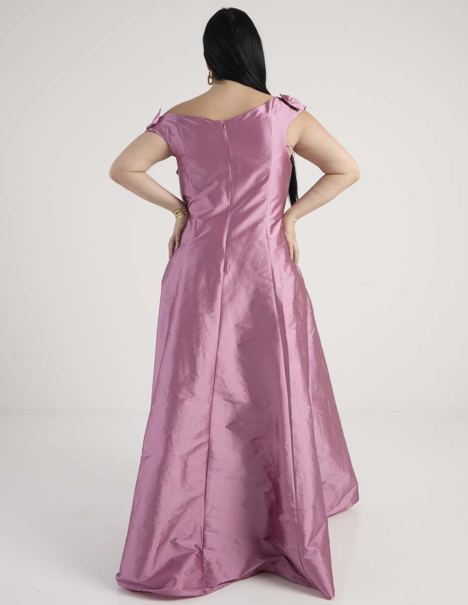Vestido maxi de fiesta escote bardot 2