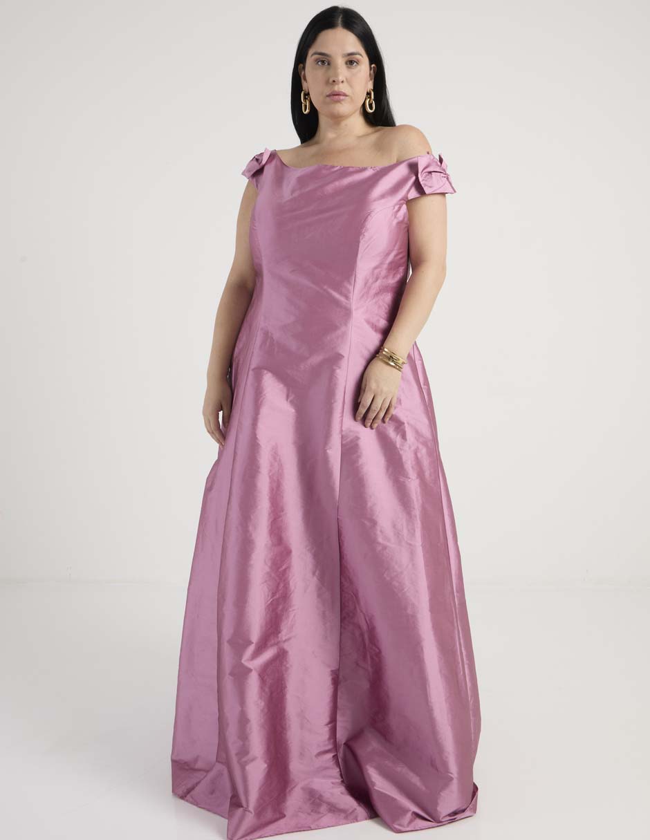 Vestido maxi de fiesta escote bardot 3