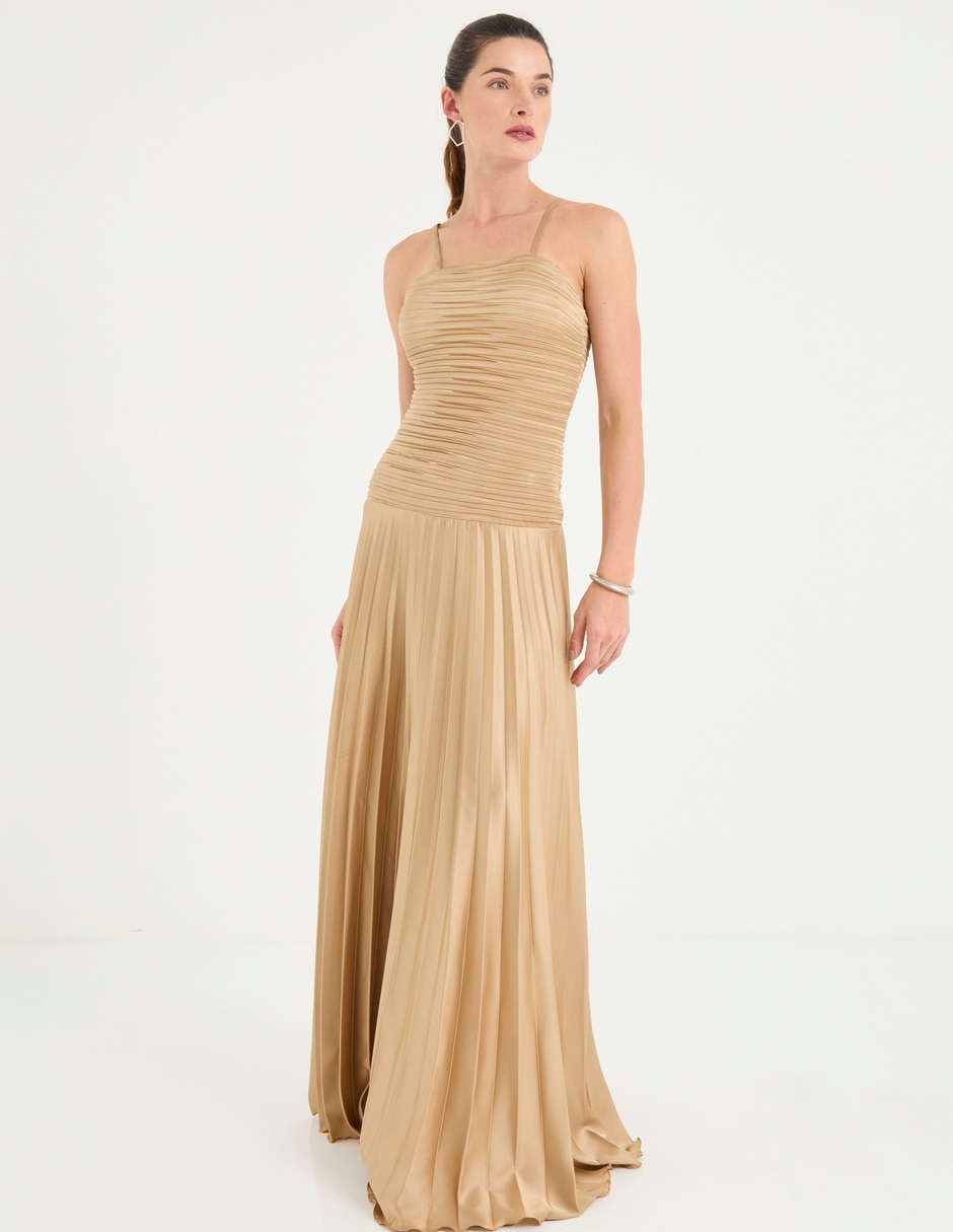 Vestido maxi de fiesta escote cuadrado 1
