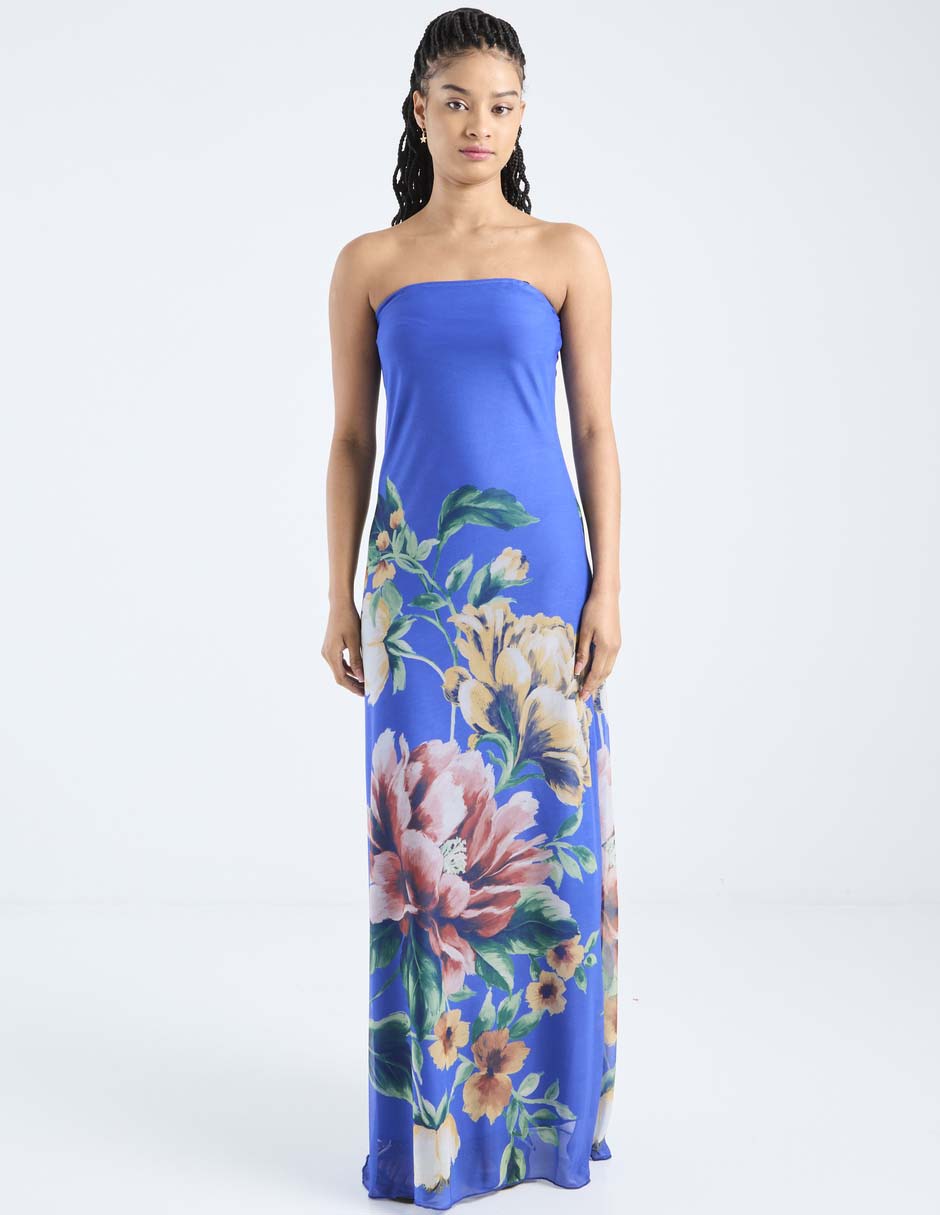 Vestido maxi cocktail espalda abierta Vestido maxi cocktail espalda abierta
