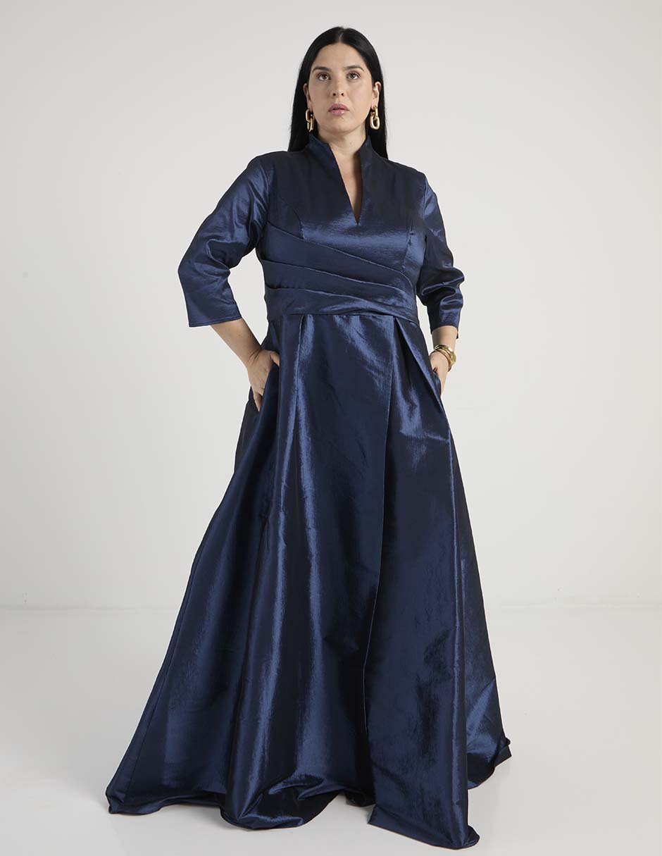 Easter Escote En V Maxi Gasa Vestidos Con Cremallera En Espalda Rojo Tallas Grandes