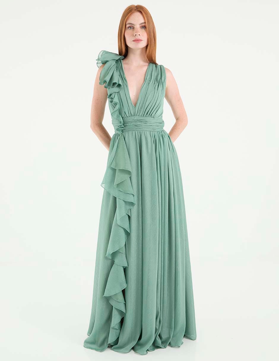 Vestido largo de fiesta escote V 3