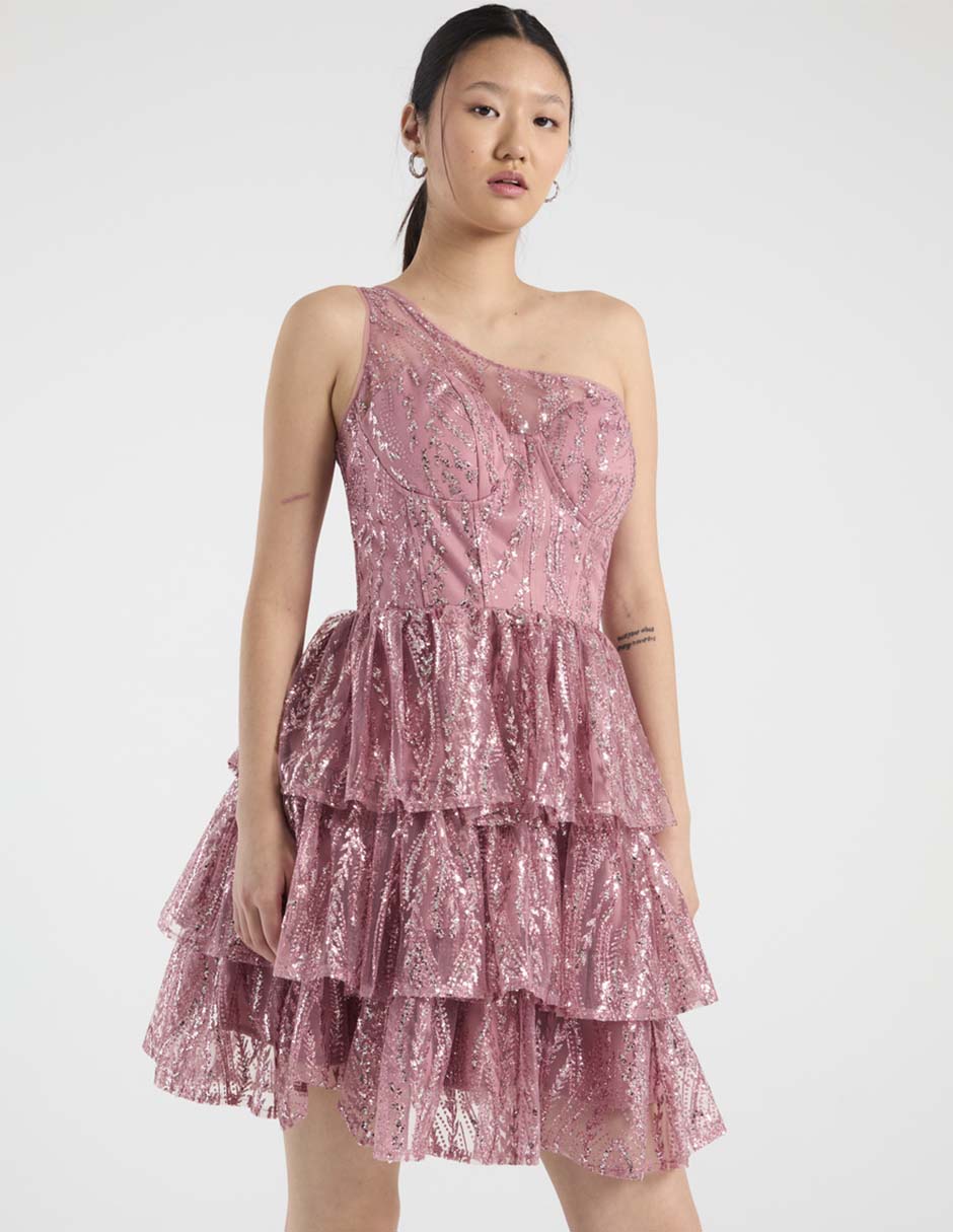 Vestido corto de fiesta escote medio