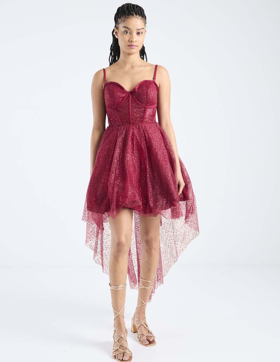 Vestido corto de noche escote corazón