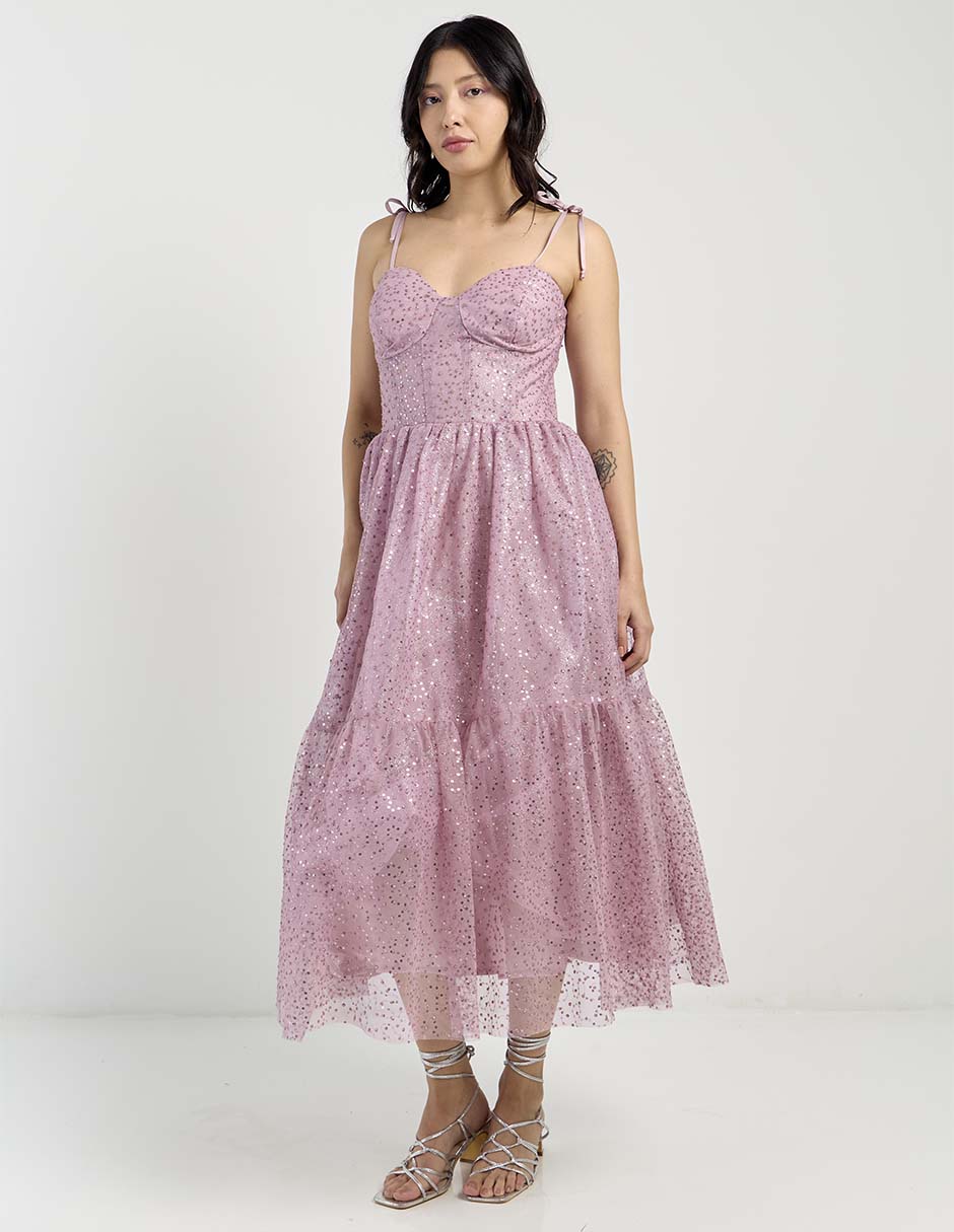Vestido midi de fiesta escote corazón 2