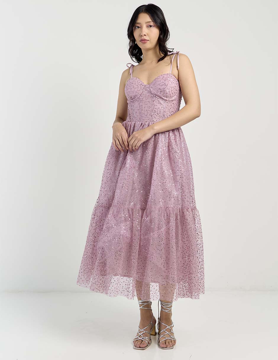 Vestido midi de fiesta escote corazón 3