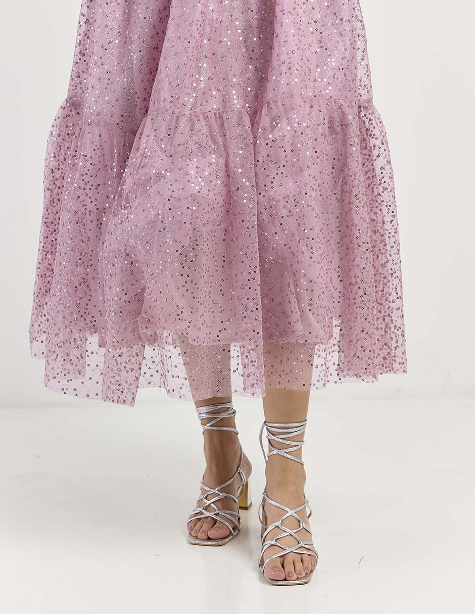 Vestido midi de fiesta escote corazón 5
