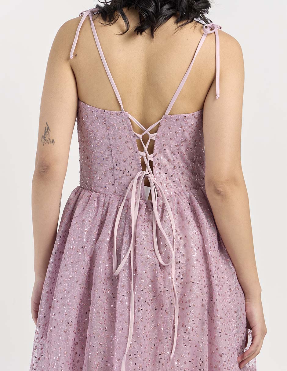 Vestido midi de fiesta escote corazón 6