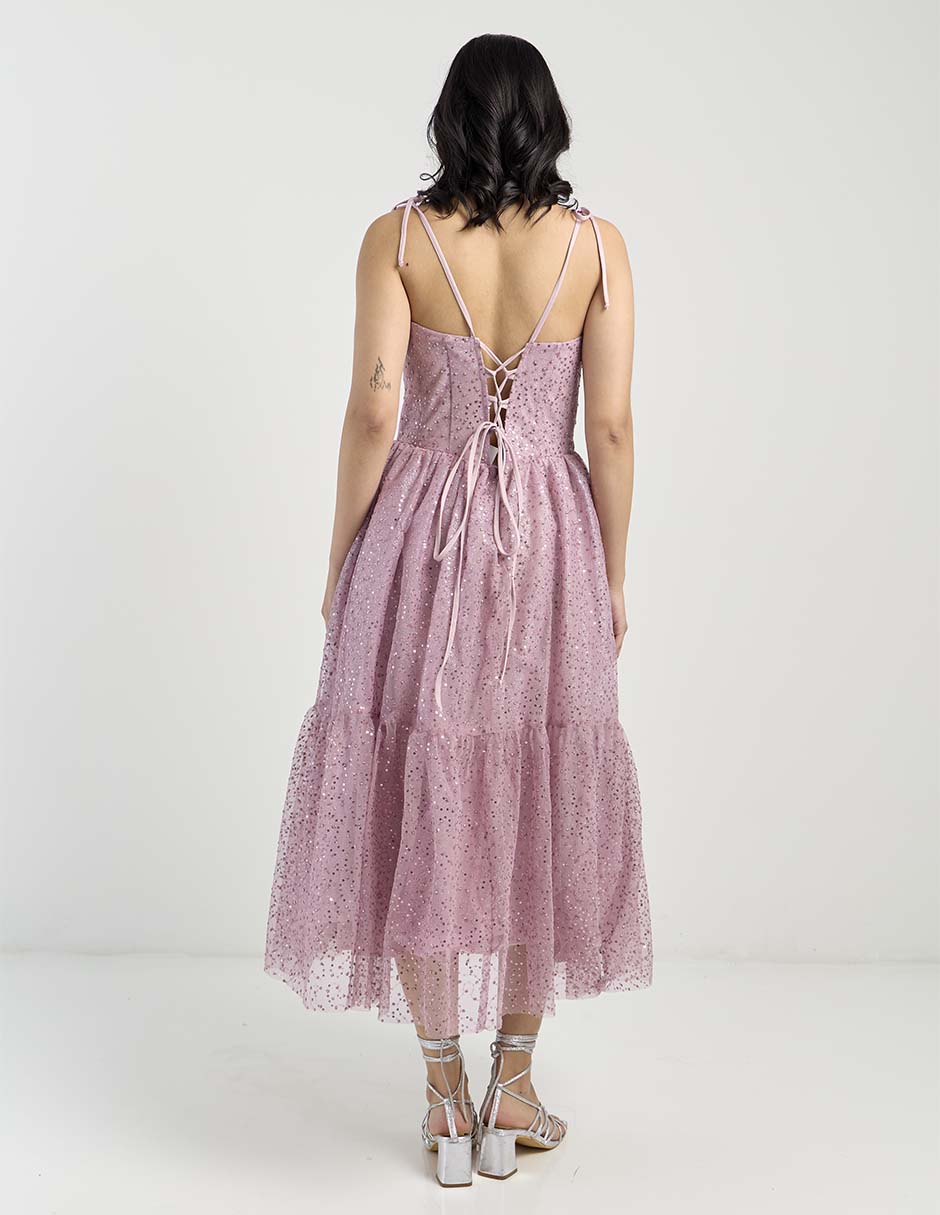 Vestido midi de fiesta escote corazón 7