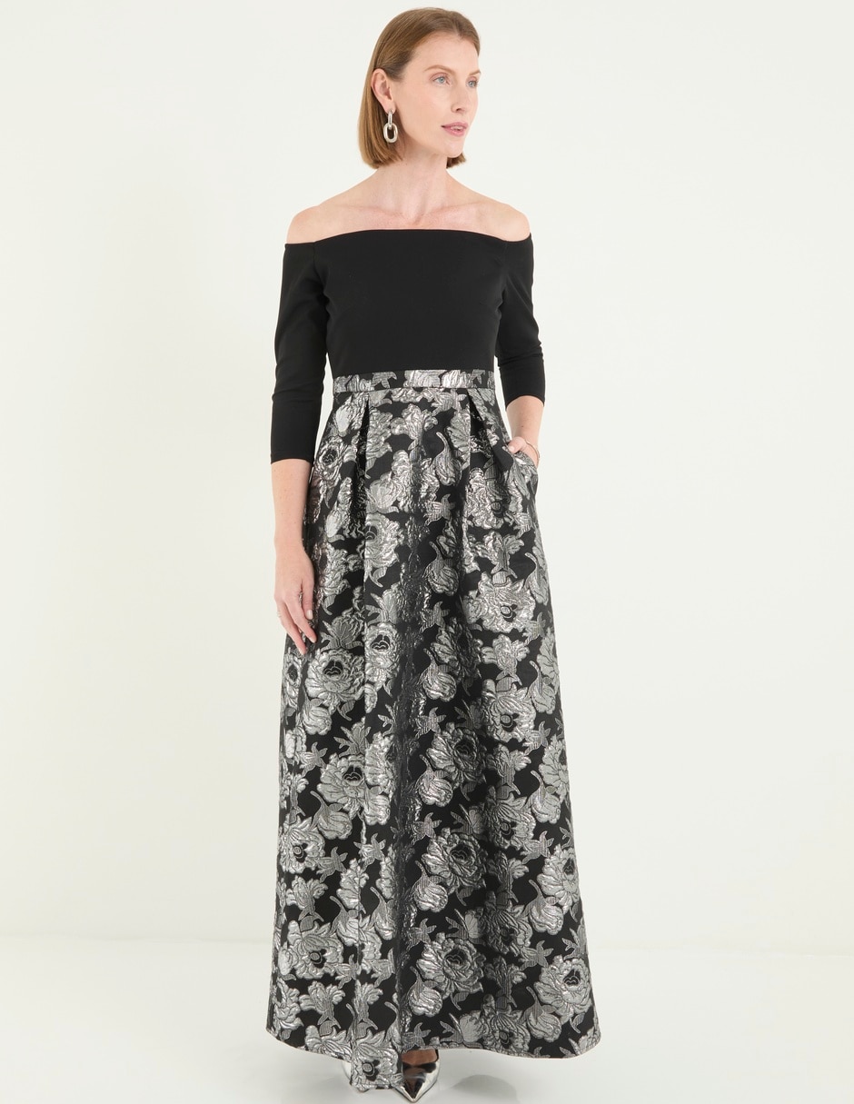Vestido maxi de fiesta escote bardot 2
