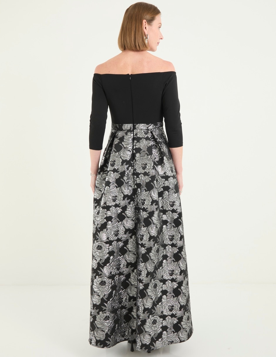 Vestido maxi de fiesta escote bardot 5