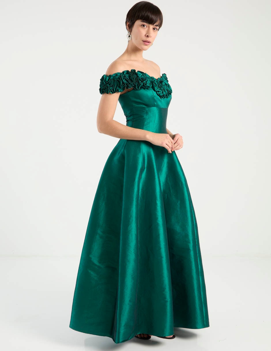 Vestido maxi de fiesta escote bardot 3