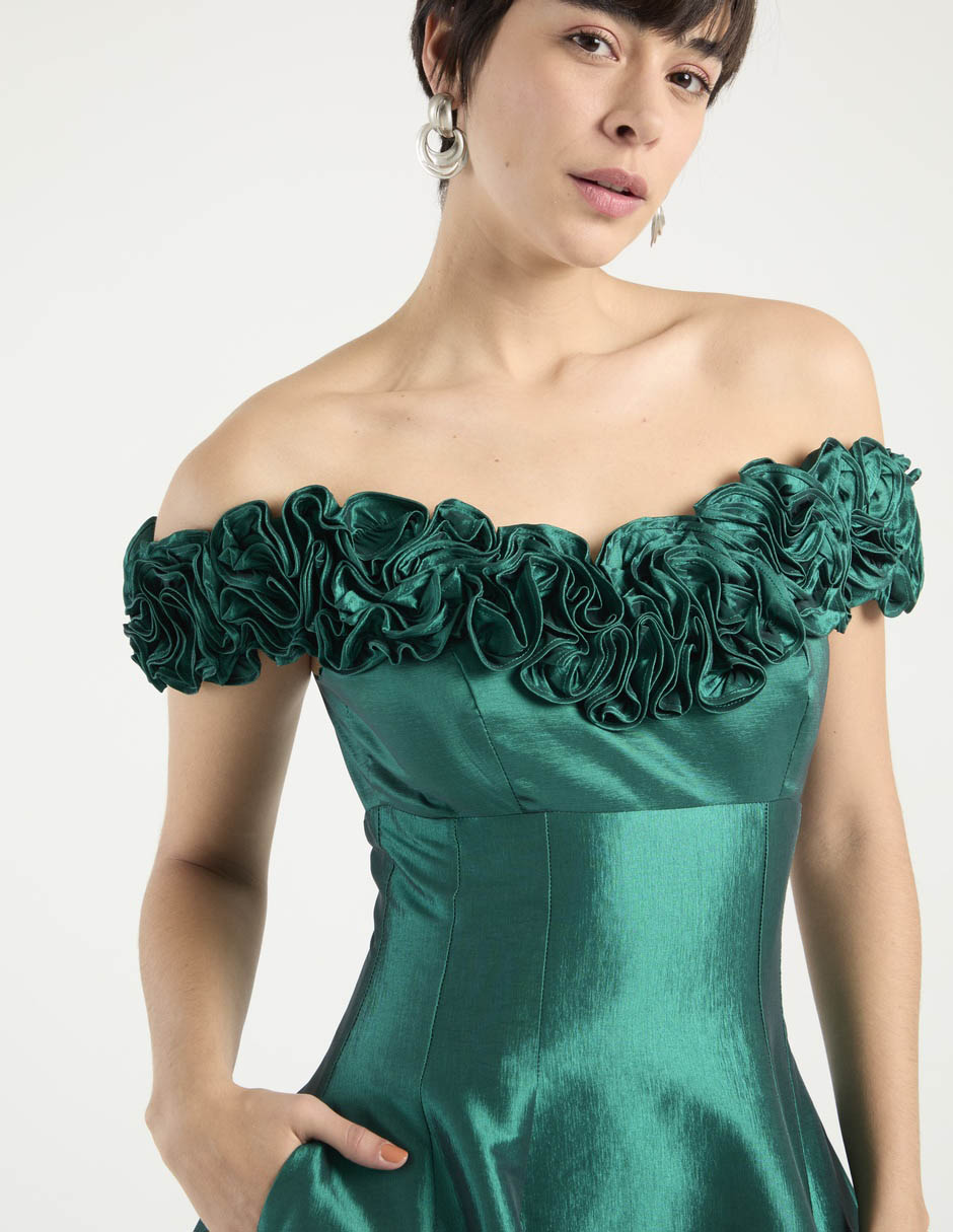 Vestido maxi de fiesta escote bardot 4