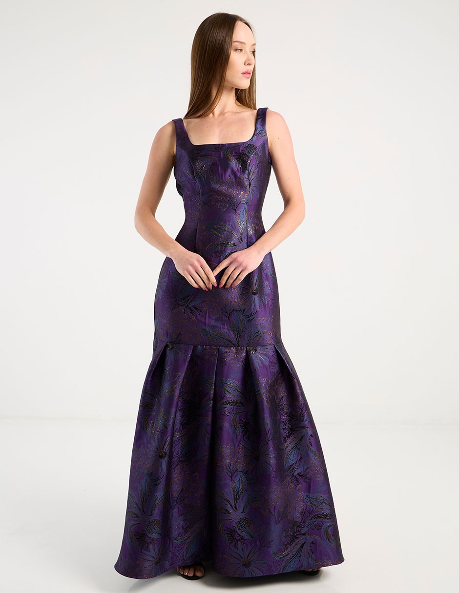 Vestido maxi fiesta escote cuadrado 2