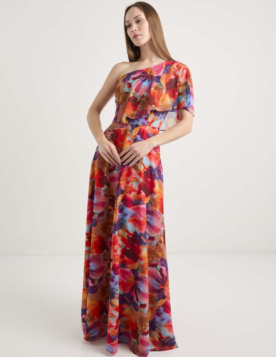 Vestido maxi de fiesta escote medio