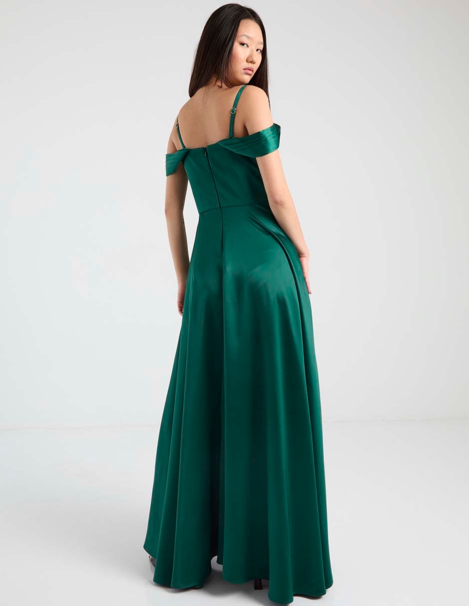 Vestido maxi de fiesta escote bardot 2