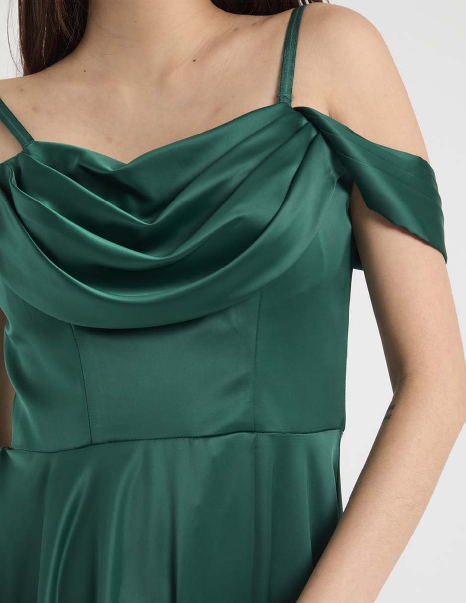 Vestido maxi de fiesta escote bardot 4