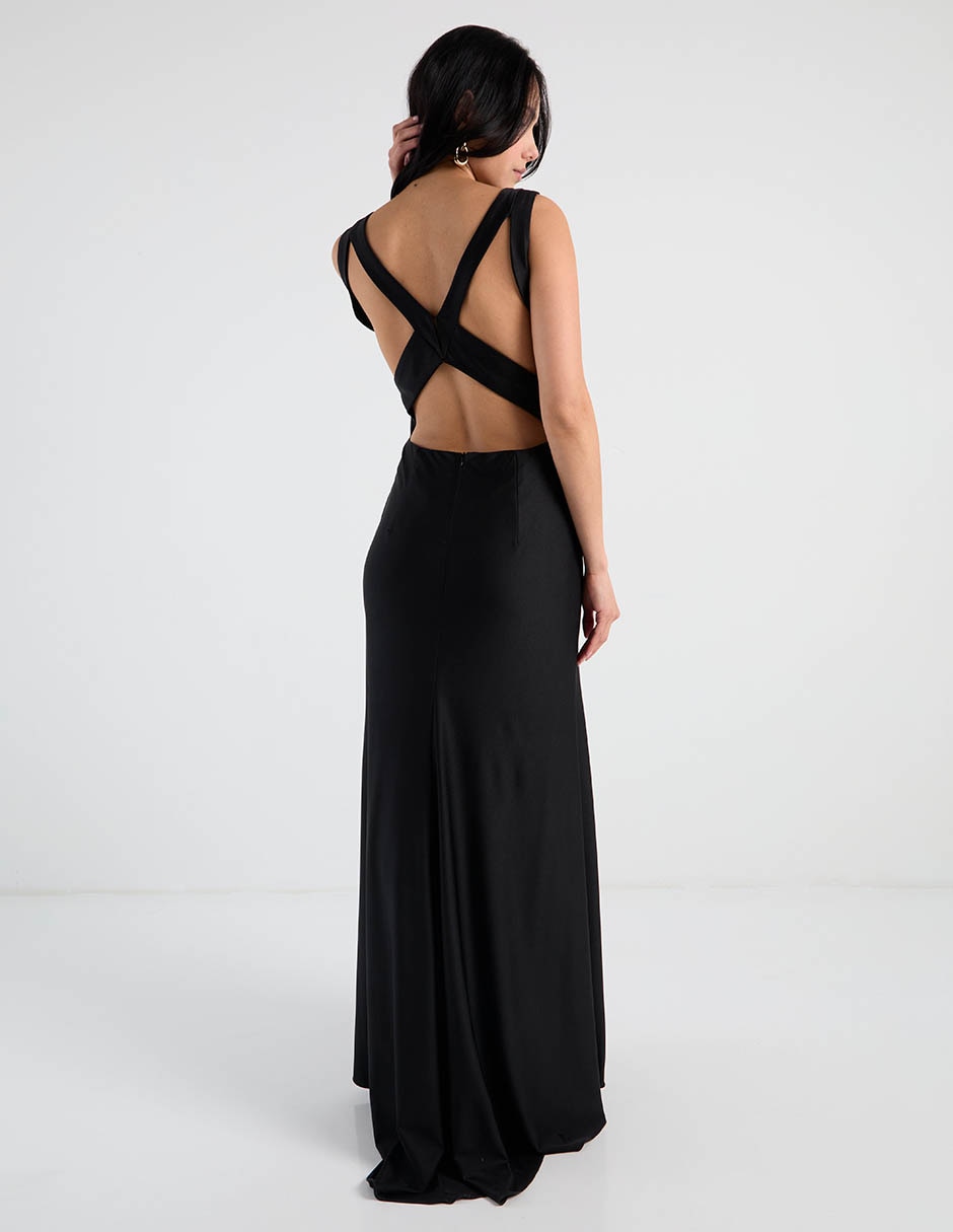 Vestido maxi de fiesta espalda cruzada 6