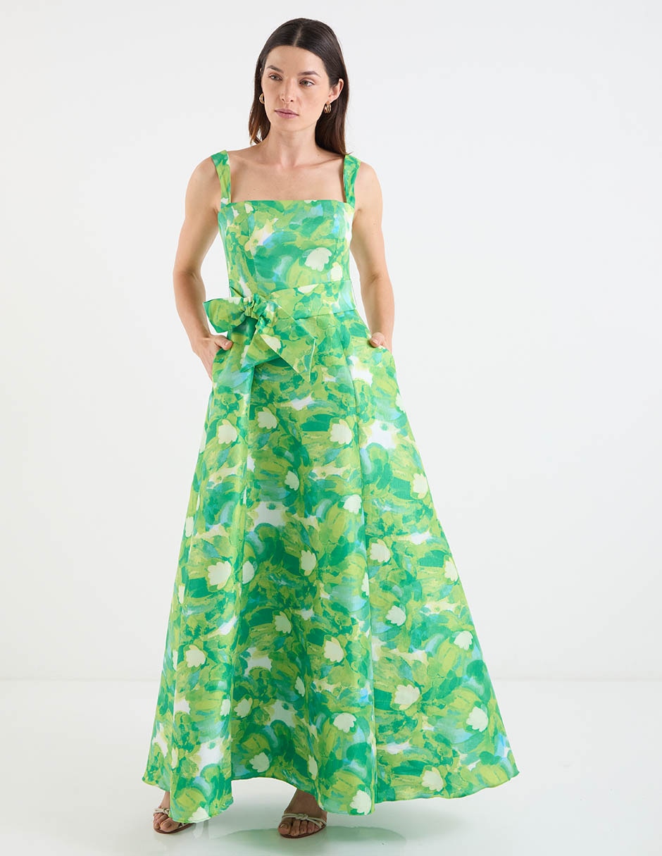 Vestido maxi de fiesta escote cuadrado 2