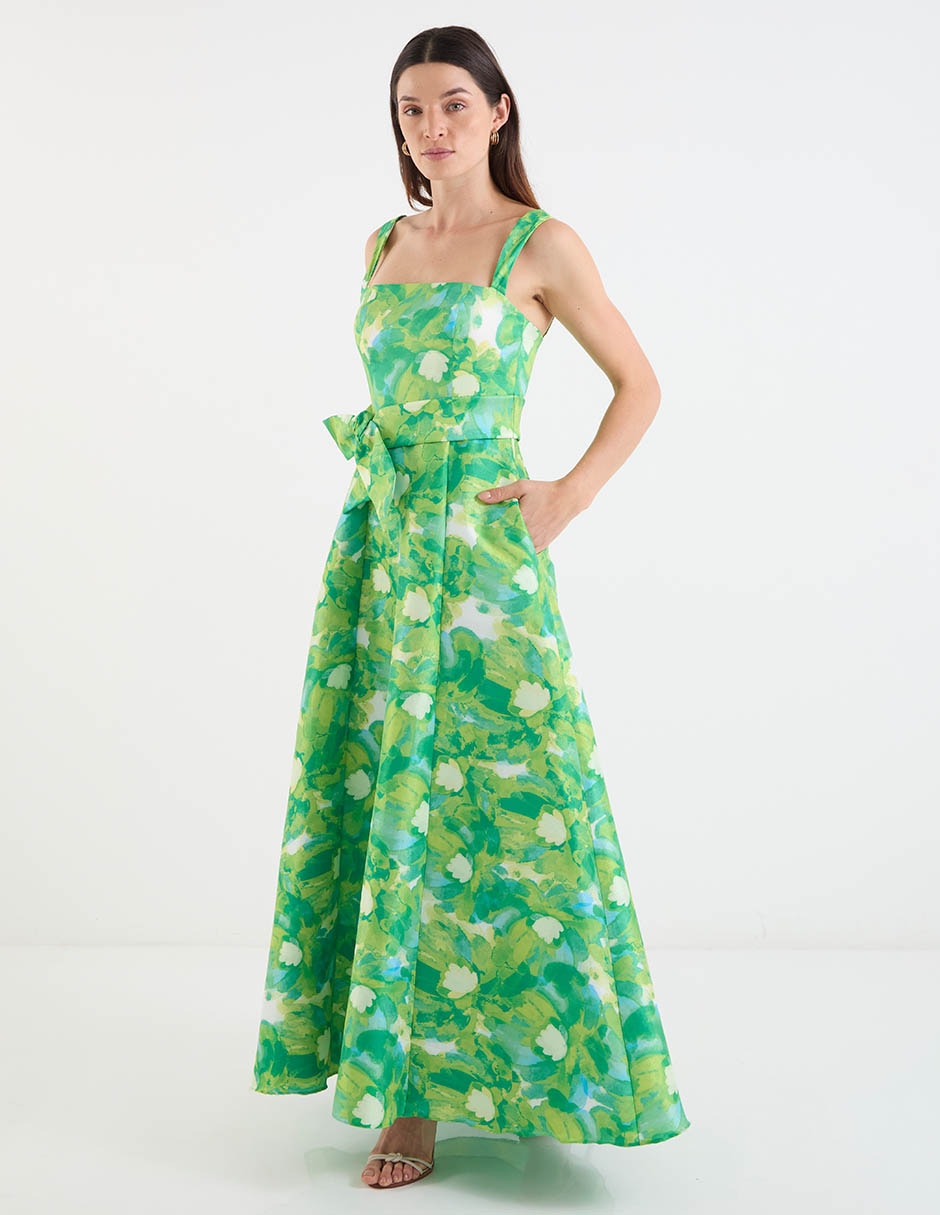 Vestido maxi de fiesta escote cuadrado 3