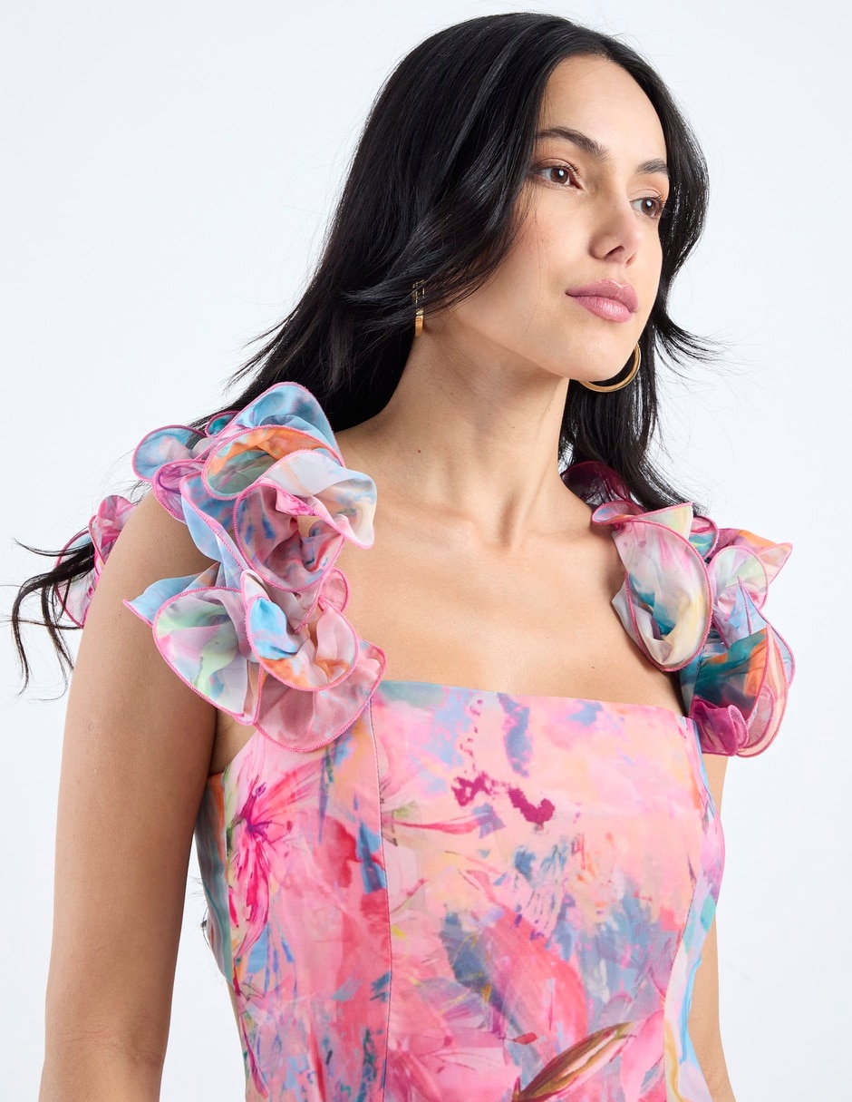 Vestido maxi de fiesta escote cuadrado 4
