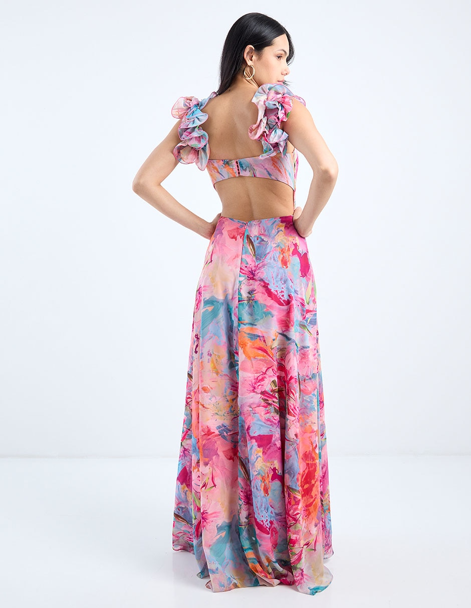 Vestido maxi de fiesta escote cuadrado 6