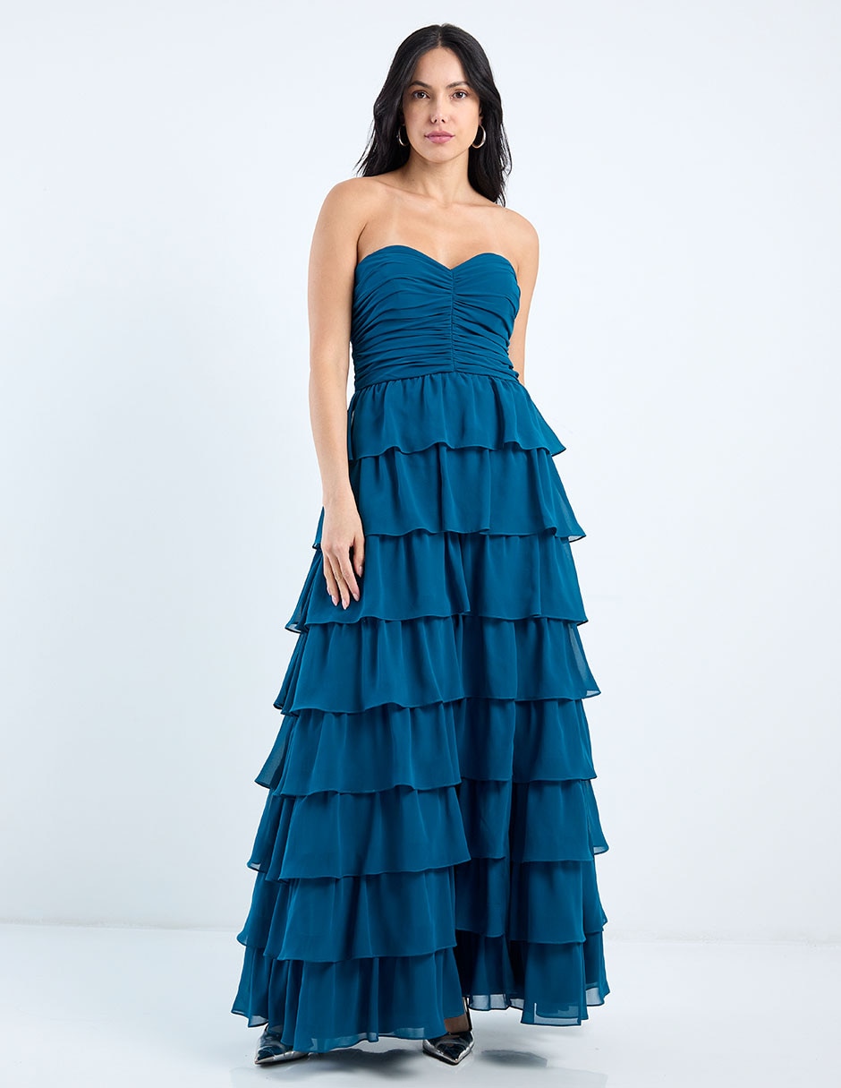 Vestido maxi de fiesta escote corazón
