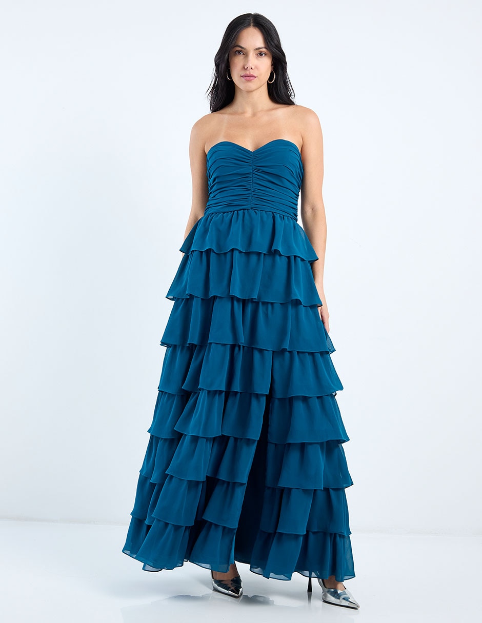 Vestido maxi de fiesta escote corazón 2