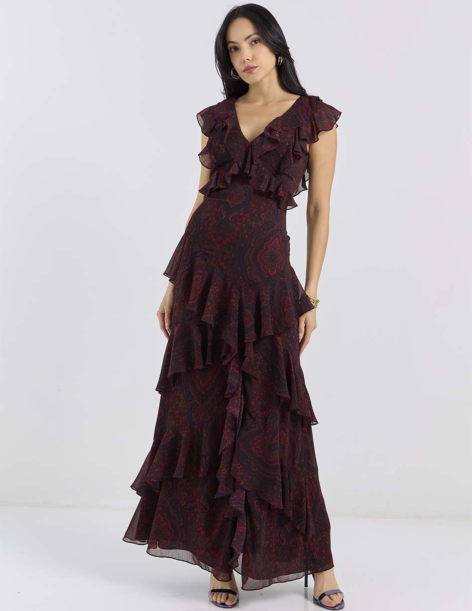 Vestido largo de fiesta escote v 3