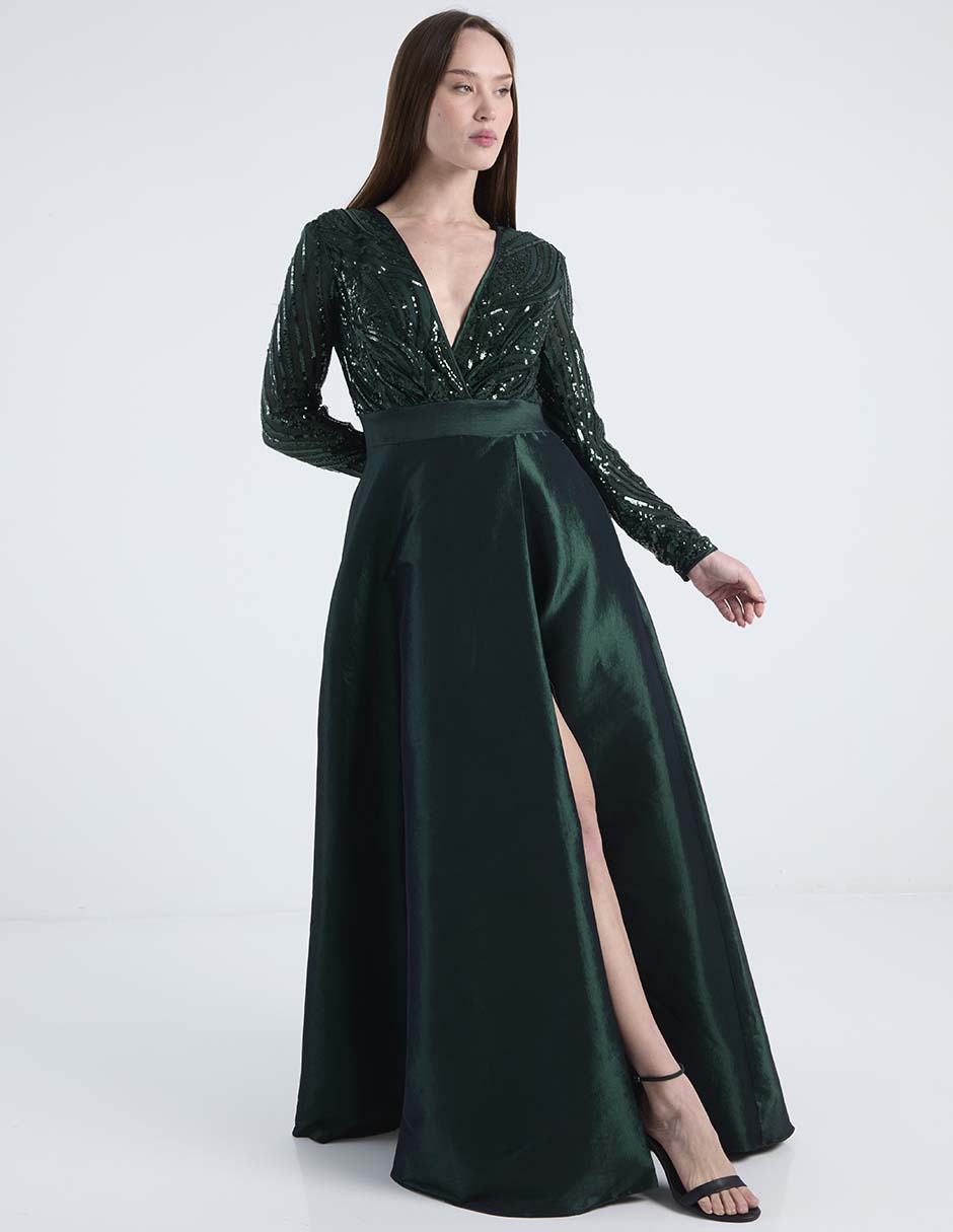 Vestido maxi de fiesta escote V 2