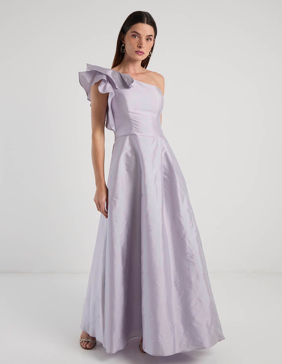 Vestido maxi de fiesta escote asimétrico 3