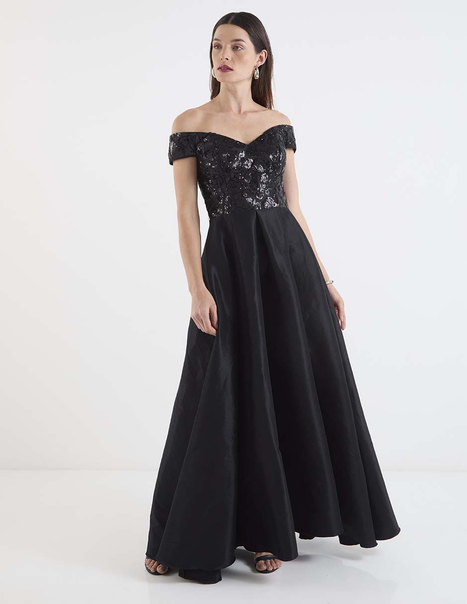 Vestido maxi de fiesta escote bardot 2