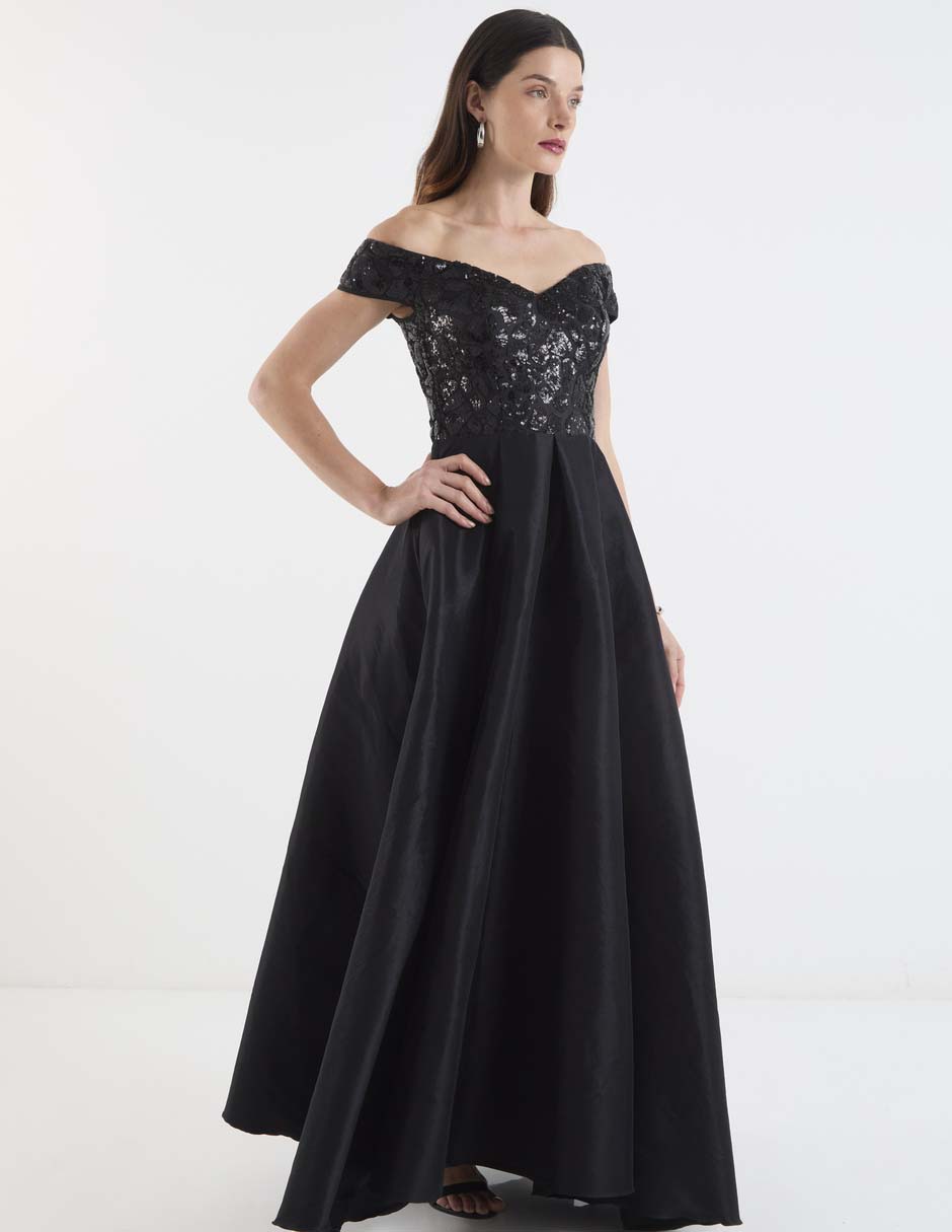 Vestido maxi de fiesta escote bardot 3