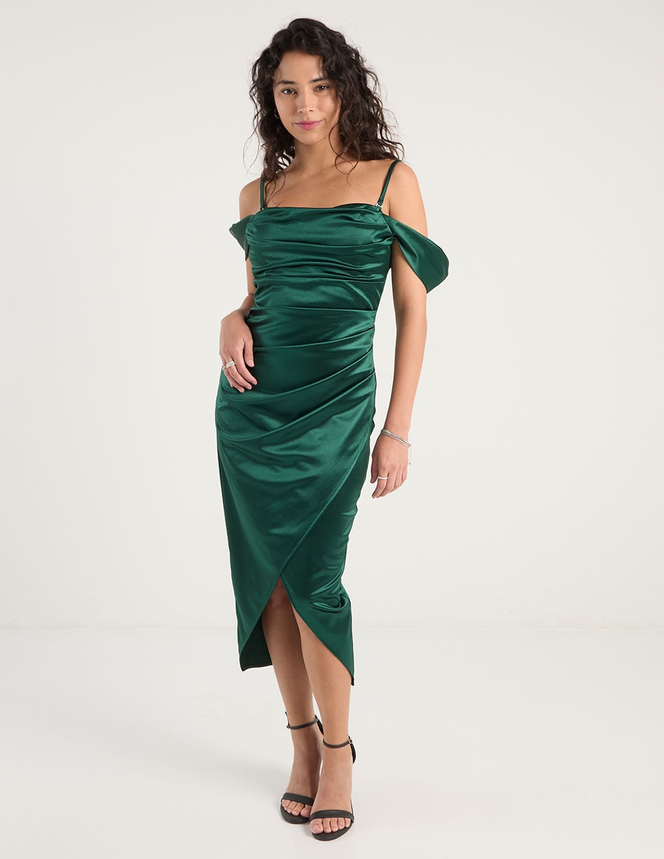 Vestido midi de fiesta escote cuadrado Vestido midi de fiesta escote cuadrado
