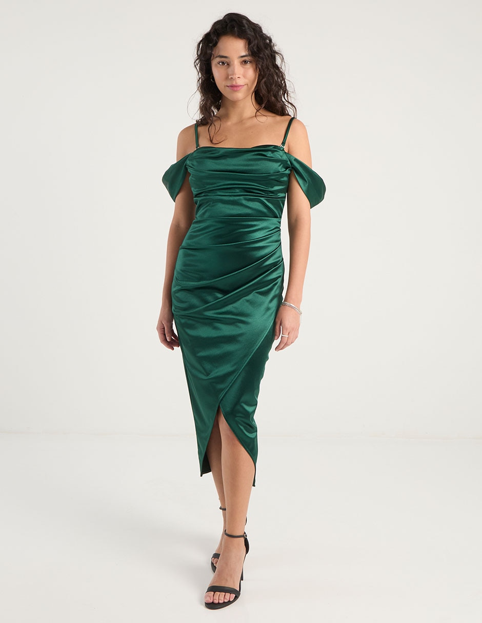 Vestido midi de fiesta escote cuadrado 2