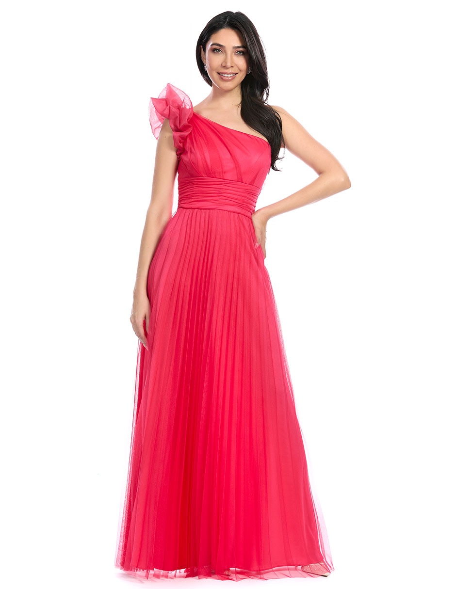 Vestido largo de fiesta escote regular