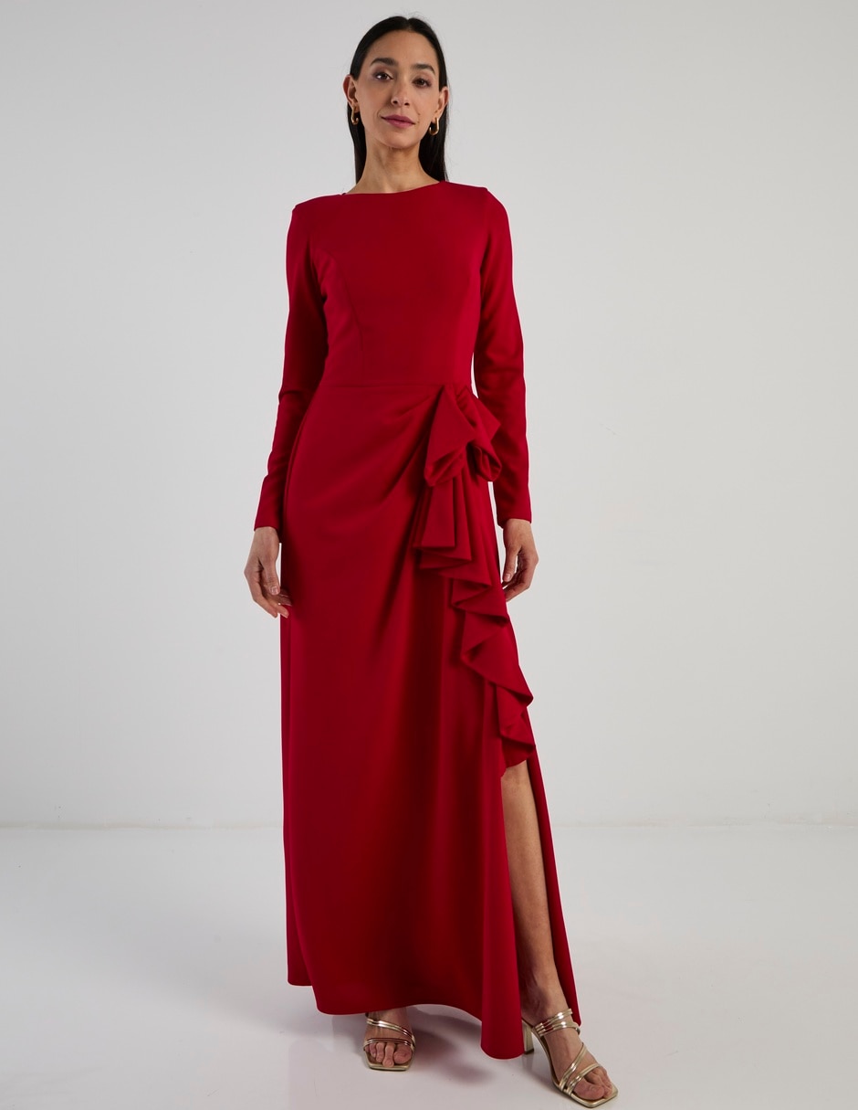 Vestido maxi de fiesta escote regular